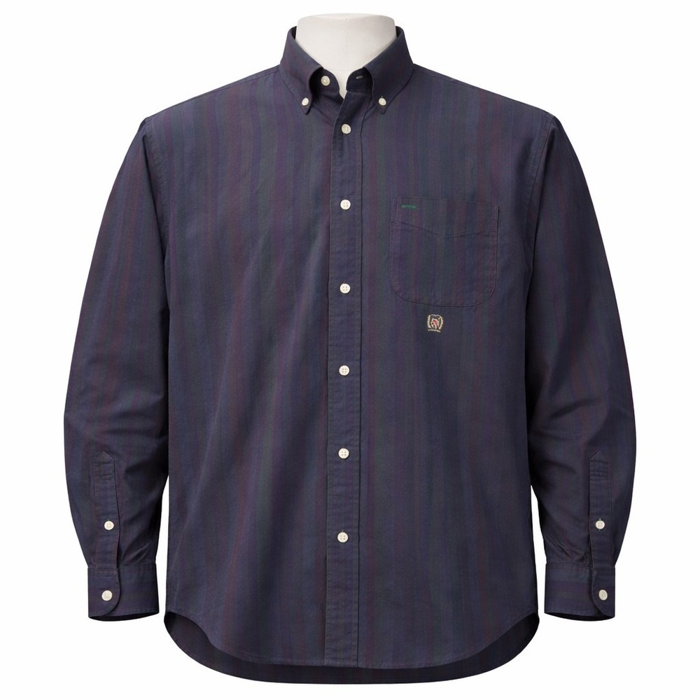 Tommy Hilfiger Button Down Long Slv Shirt Men Med Navy Blue Purple Green Cotton